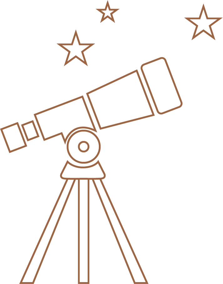 icône d'astronomie- téléscope et étoiles