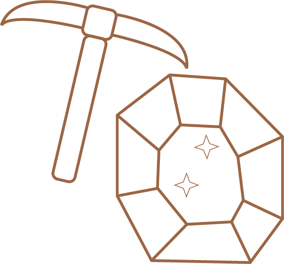 icône de minéralogie - piolet et pierre