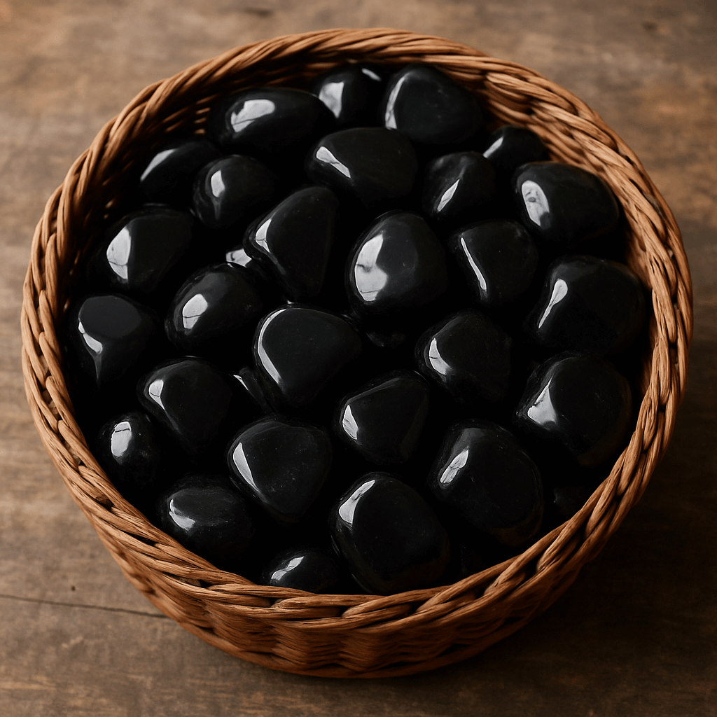 panier rempli d' obsidiennes